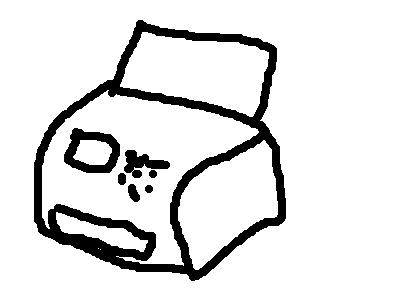 A hideous drawing of a fax machine